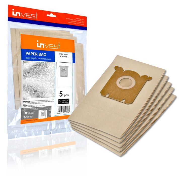 Worki papierowe S-Bag E5/PH5 do odkurzaczy 5 szt.