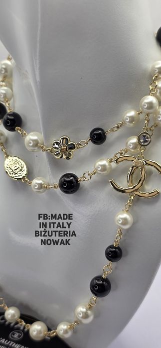 Naszyjnik korale sztuczne perły chanel 102cm