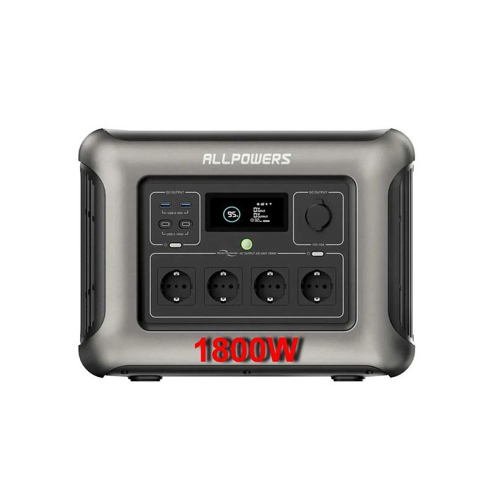 Зарядная станция ALLPOWERS R1500 Мощность 1800 Вт, Ёмкость 1152 Вт/час. LiFePO₄, AC, DC, USB-A, USB-C