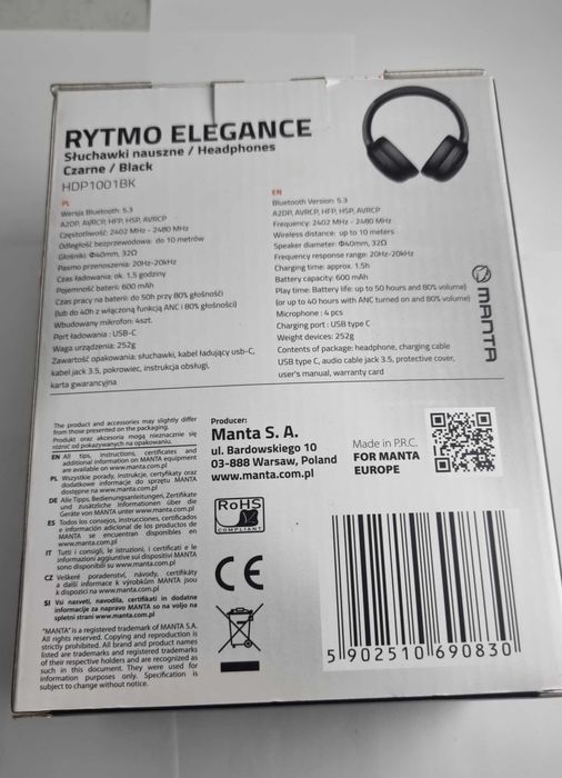 Słuchawki Rytmo Elegance HDP1001 jak nowe
