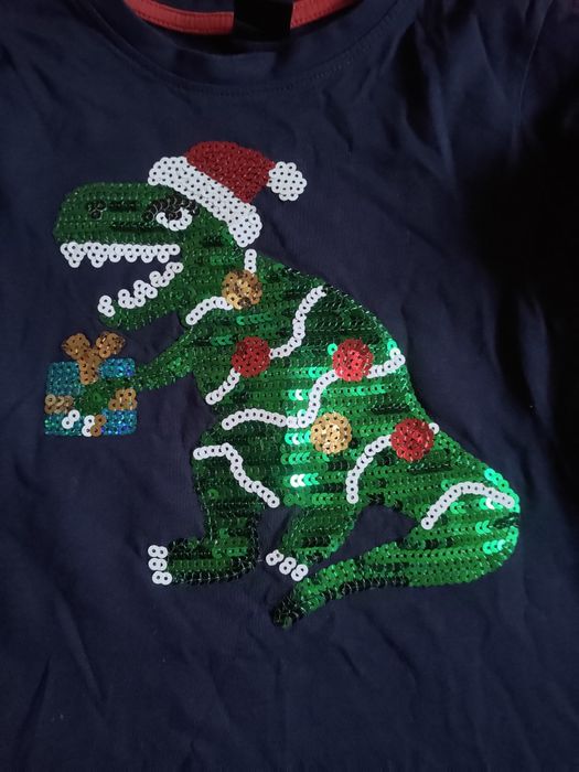 Bluzki świąteczne 116 3 szt jedna z cekinami
