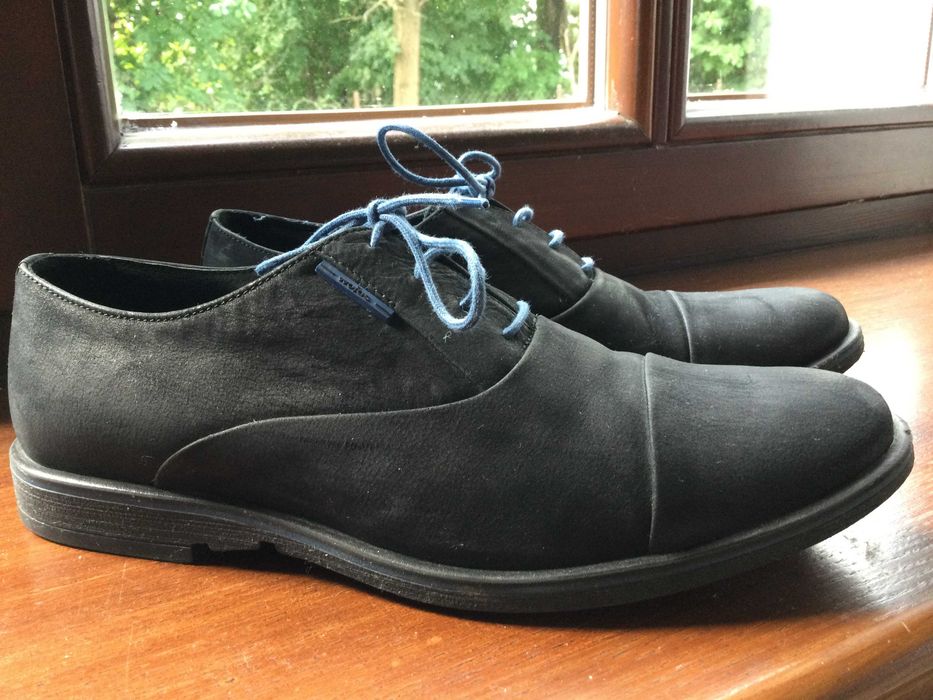 Eleganckie buty skórzane granatowe  Wojas wkładka 28 cm
