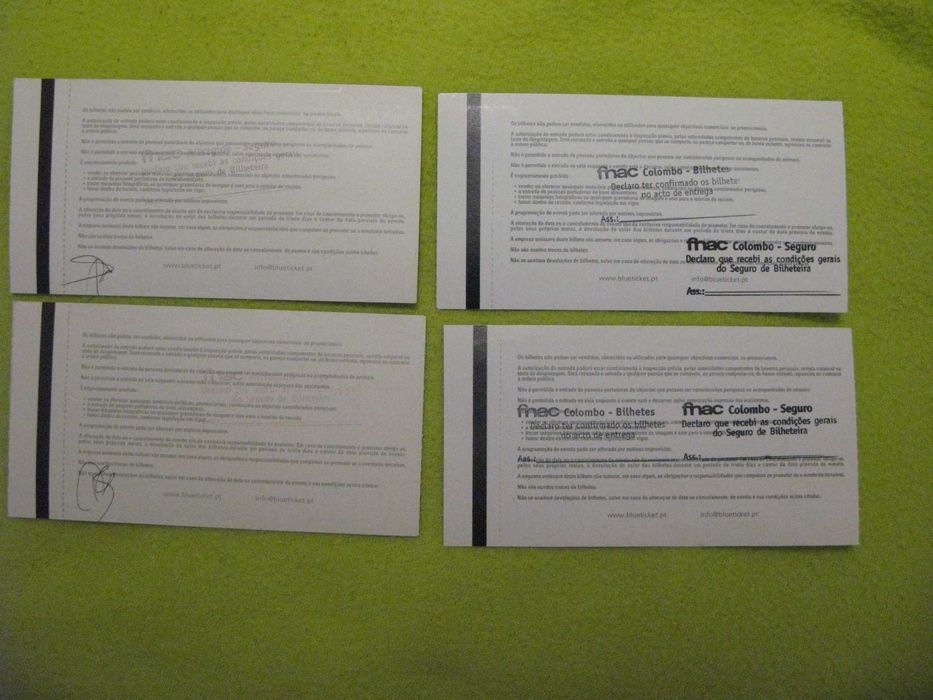 Bilhetes antigos de concertos para Colecionadores