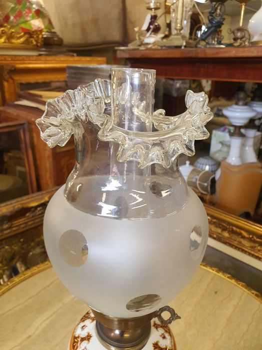 Lampa porcelana, mosiądz 66 cm