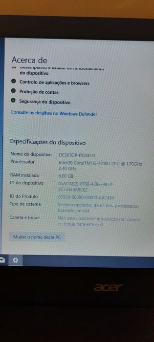 Portátil Acer I5  Em bom estado