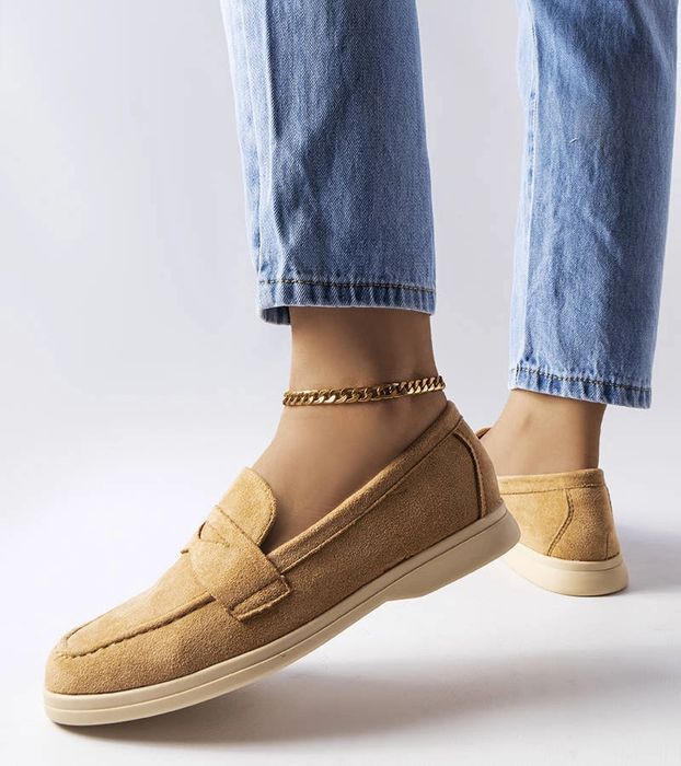 Beżowe mokasyny z eko-zamszu Ferragus