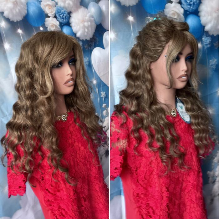 Натуральный парик вьющиеся волосы локоны славянка пепельно русый 60 см