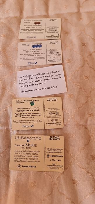 Conjunto de 4 cartas telefónicas Francesas