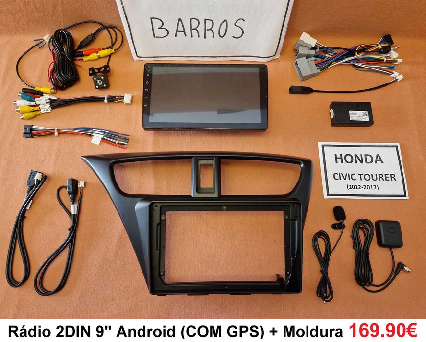(NOVO) Rádio 2DIN HONDA Civic Hatchback (2006 a 2017) • Android 4+64GB