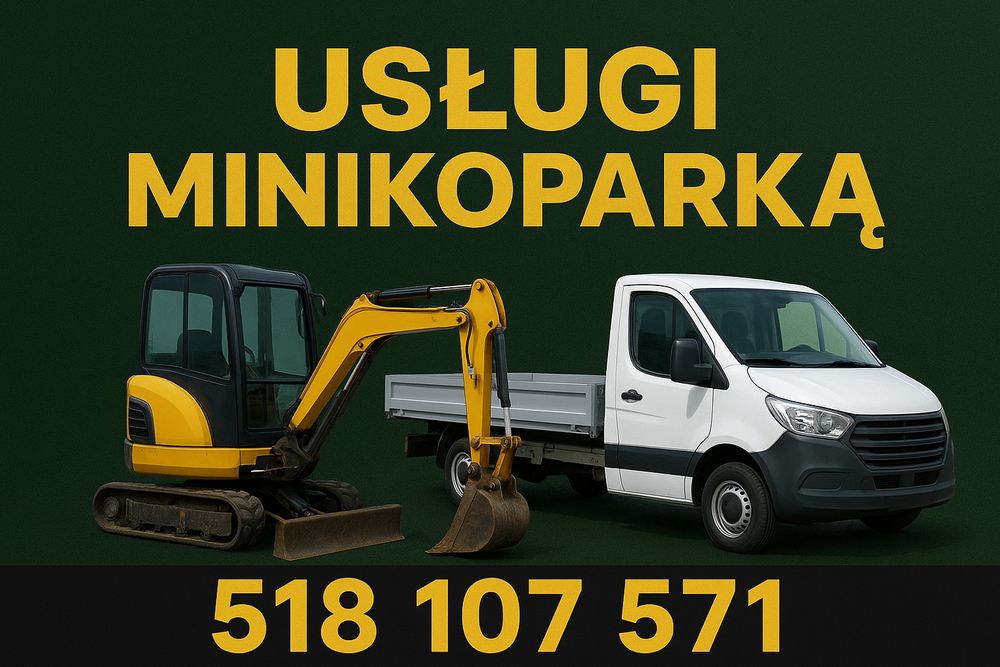 Usługi minikoparka, wywrotka,  prace ziemne wykopy przyłącza wiertnica