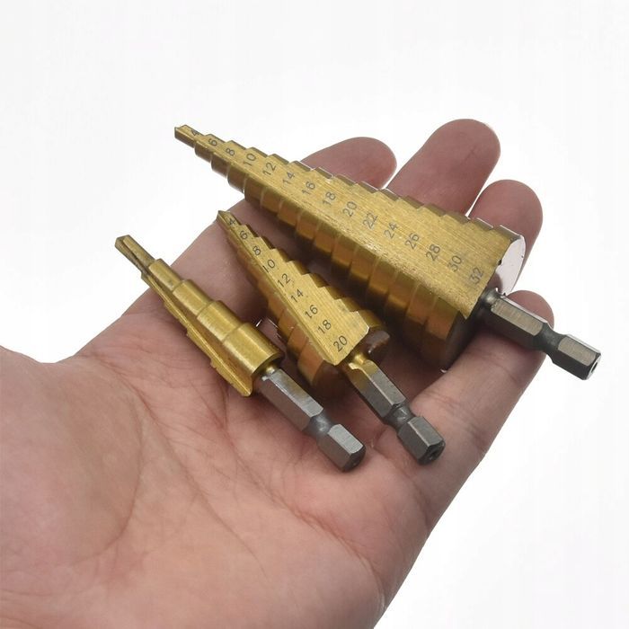 Wiertła stopniowe stożkowe do metalu zestaw  4-32mm
