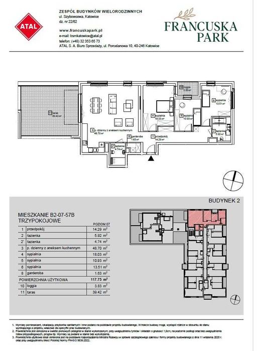 Wyjątkowy apartament 117,75 m² z tarasem 43,25 m² na ostatnim piętrze – Francuska Park