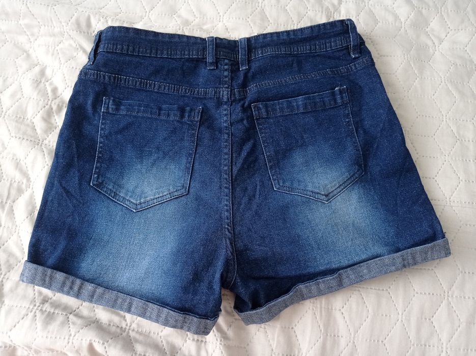 Szorty damskie jeansowe r. 38 krótkie spodenki wysoki stan + Gratis