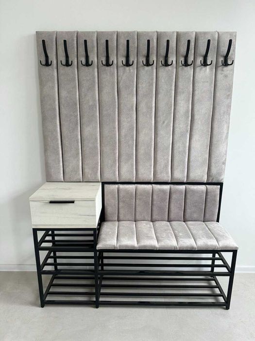 Банкетка для взуття консоль з шухлядою вішак пано з крючками лофт