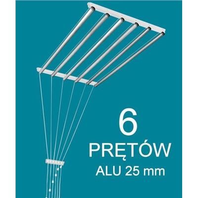 Suszarka sufitowa 6 prętów 150x53,5cm fi25 alum