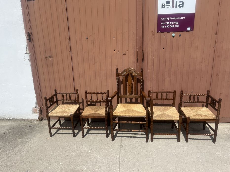 Krzesła tkackie narożne dębowe lite drewno