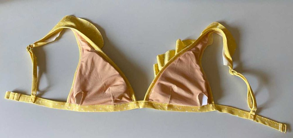 Oysho Желтый купальник  в белый горошек