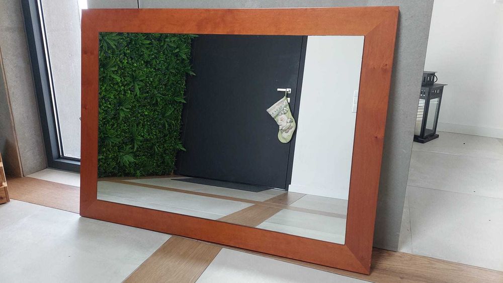 Espelho Madeira Natural Cerjeira Envelhecida  Design Moderno Luxo