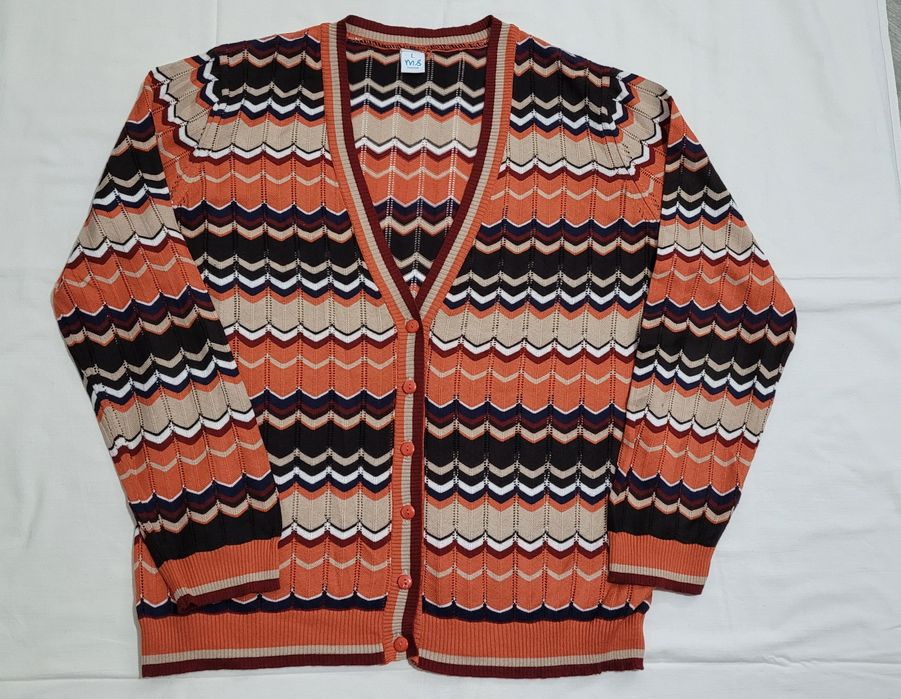 Unikat - kardigan retro chevron / styl lat 70