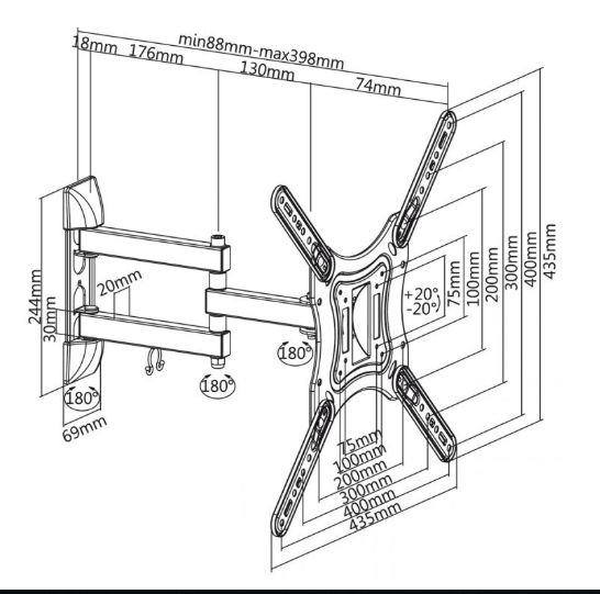 Suporte p/ TV LCD 23/55" Tri-Direc. VESA-Novo