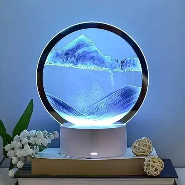Настольная LED лампа ночник RGB Песочные часы 3D Sandscape