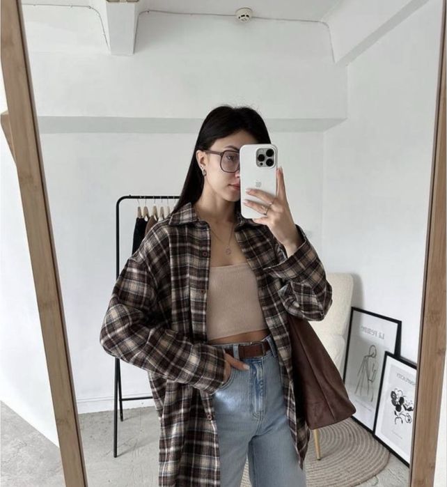 Сорочка оверсайз в клітинку