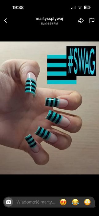 Tipsy paski tiffany blue