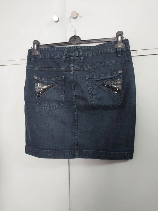 Spódnica damska jeans, krótka spódnica z cekinami