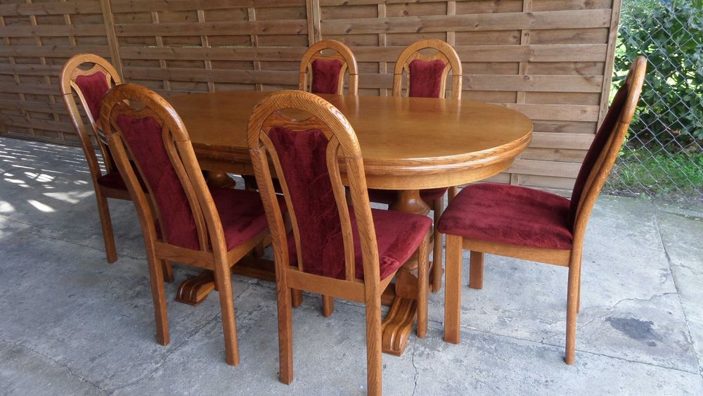 piękny masywny dębowy stół 6 krzeseł krzesła stan bdb dowóz