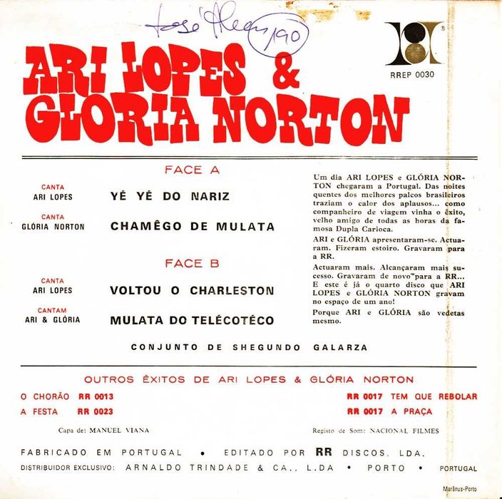 Ary Lopes e Glória Norton - Yé Yé do nariz vinil 43 Rpm