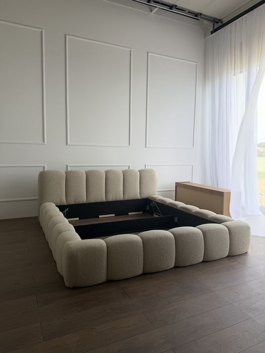 Łóżko chmurka 180x200 cm bouclé baranek kremowe