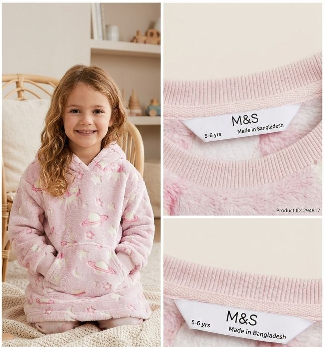 Marks & Spencer Світне худі ковдра  для дівчинки 5-6 років sherpa borg толстовка худи светится в темноте  флис
