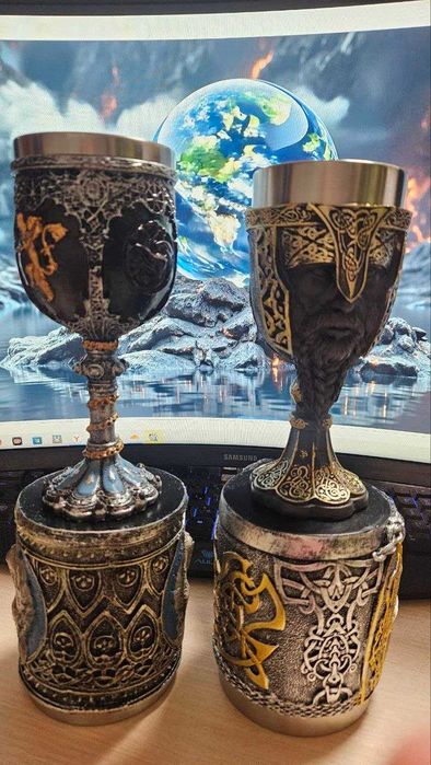 Коллекция " Чашки Бокалы Кубки". 3D бокал статуэтка. Дракон Череп Дьявол Викинг Волк.