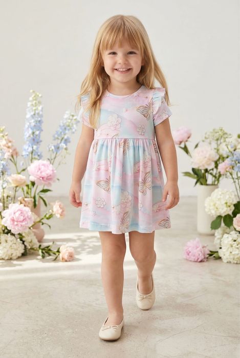 Pastelowa sukienka motyle 92