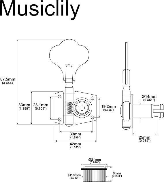 Klucze basu tunery kołki do gitary basowej Precision Jazz Bass, 4 szt