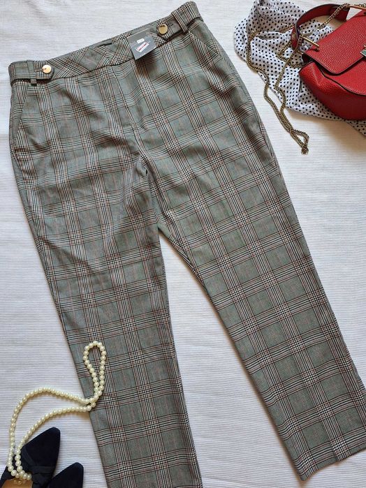 Новые зауженные брюки в клетку, укр размер 50