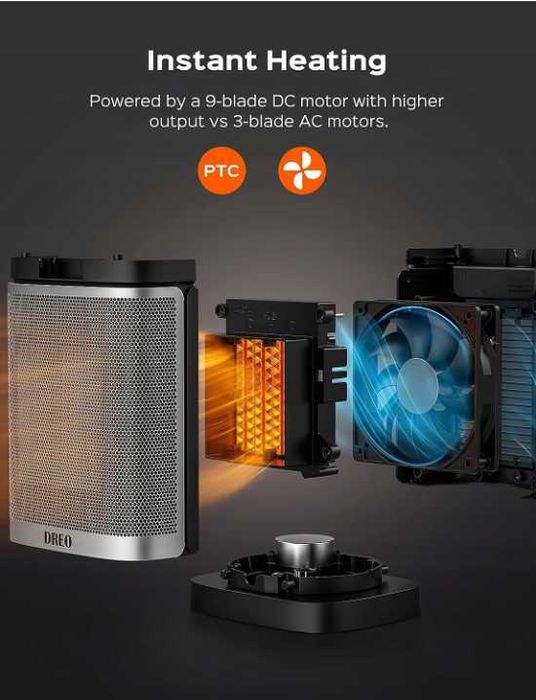 Farelka - ogrzewacz - 1500 W - Chrom, Czarny