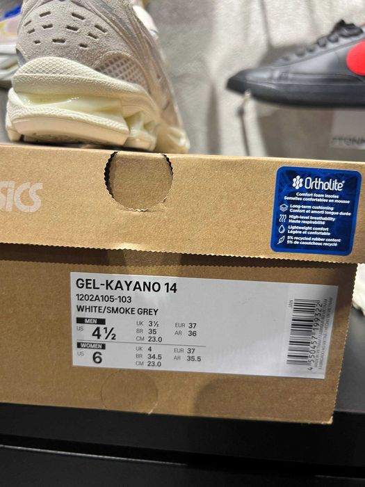 Кросівки ASICS GEL-Kayano 14 "White / Smoke Grey" — EUR 37 (23.0 см), Нові