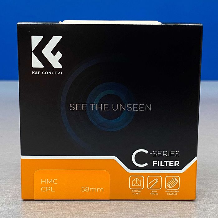 K&F Concept CPL Slim 58mm (Filtro Polarizador Circular) - NOVO