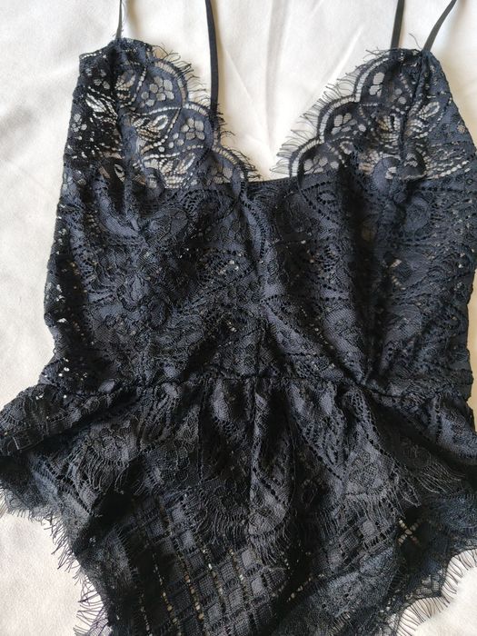 Intimissimi czarne delikatne seksowne body koronkowe L