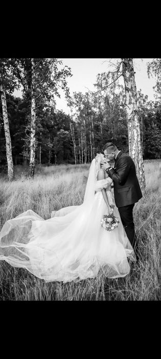 Suknia ślubna księżniczka xs 2023 z trenem 164cm