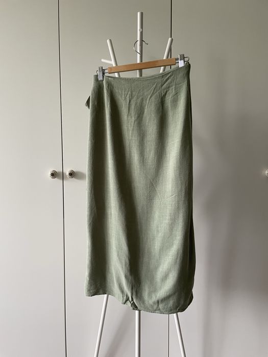 Lniana spódnica - len 20 % wiązana kopertowa spódniczka rozmair S lato