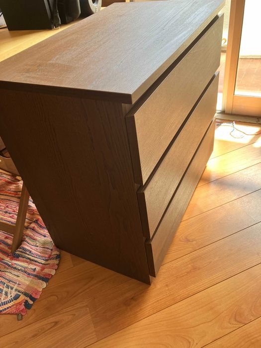 Cómoda c/3 gavetas MALM, branco, 80x78x48 cm