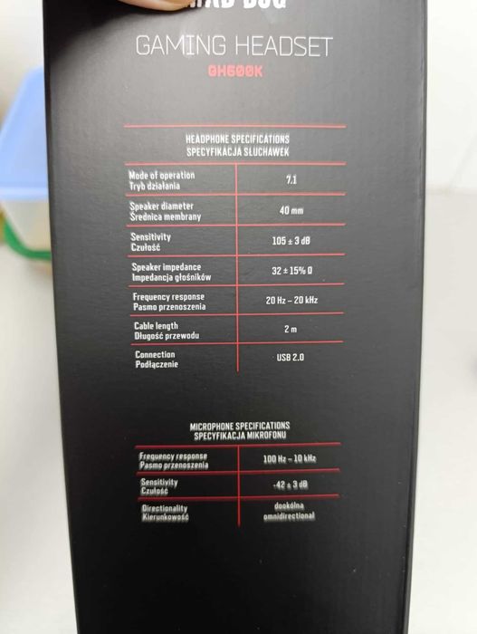 Słuchawki Mat&Dog Gaming Headset7.1 600K Nowe