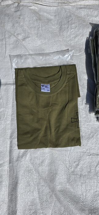 Футболка з принтом ЗСУ олива всі розміри від 44 до 62.  95/5