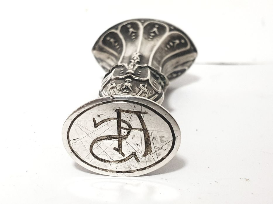 Antigo carimbo de lacre / sinete em prata portuguesa