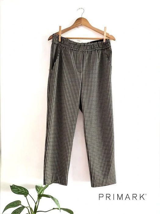 Beige and Black Plaid Trousers Size 42 – Primark