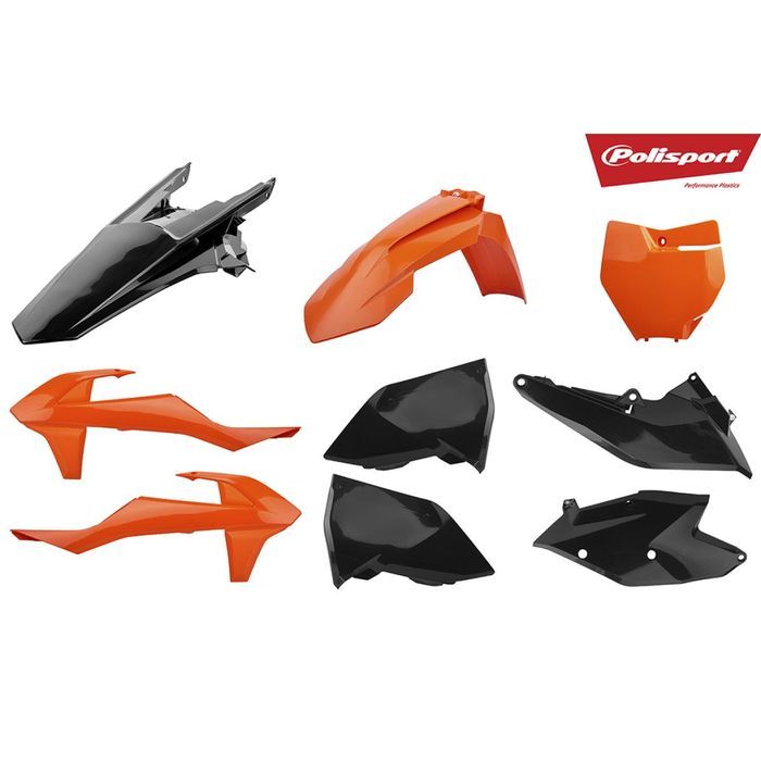 kit plasticos polisport laranja / preto ktm sx 125 / 250 / 350 / 450