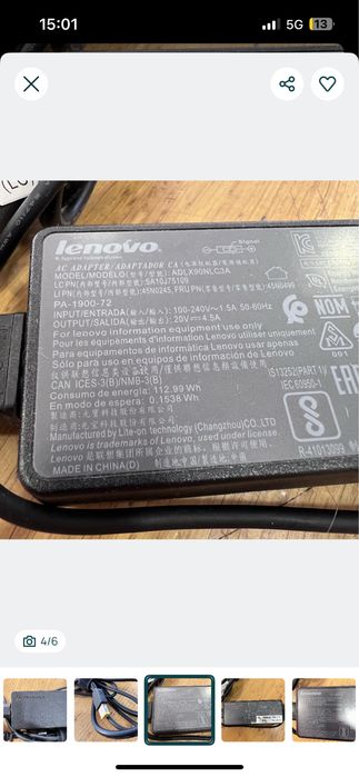 Carregador original Lenovo ADLX9ONLC3A Adaptador