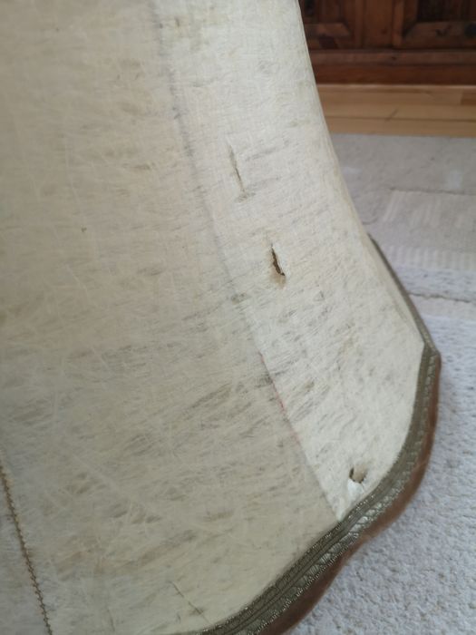 Piekny duży abażur stylowy antyk 51 cm x 42 cm brąz złoty prl stary